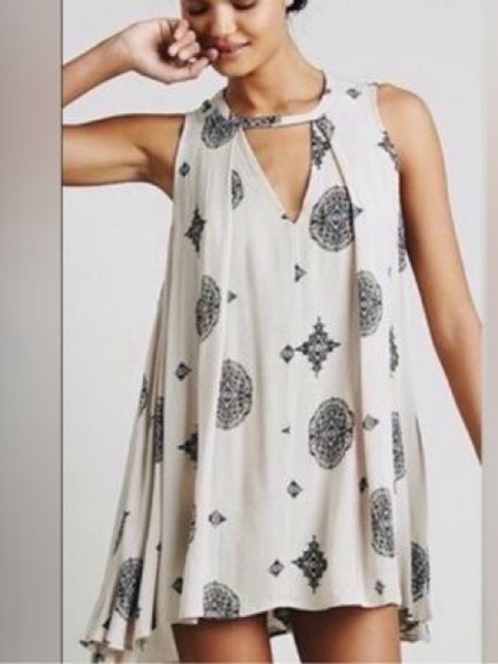 Free People "Tree Swing" tunic top with a boho medallion print